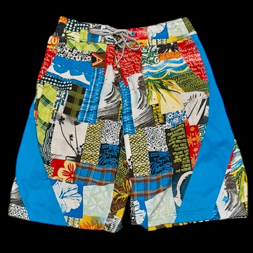Columbia Board Shorts Tie & Velcro Closing Omni Shield Size 30 Soft Comf…